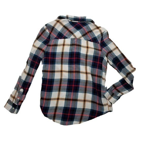 Aeropostale Button Up Long Sleeve Casual Flannel Shirt Womens S Blue Red Rayon - Picture 3 of 13